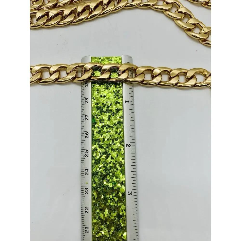 VINCE CAMUTO Gold Tone Chain Belt Women's Size M/L Chunky Statement Belt 42”